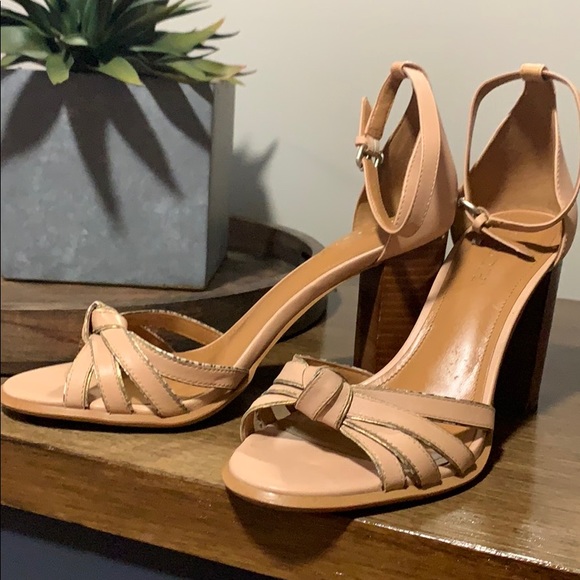 Coach Shoes - COACH nude, wooden chunky heel. Very comfy!!